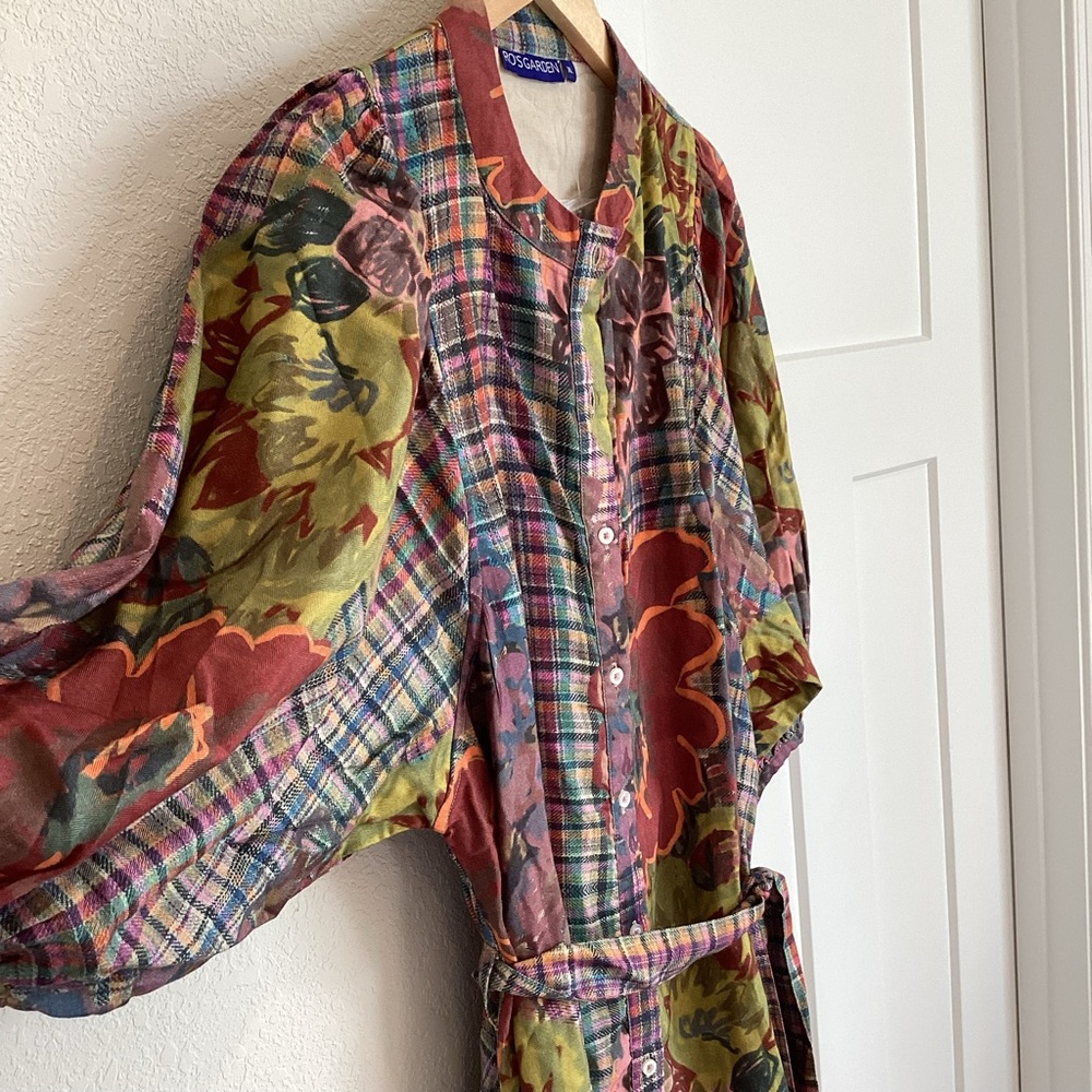 Anthropologie Multicolor Plaid and Floral Dress - Picture 5 of 12